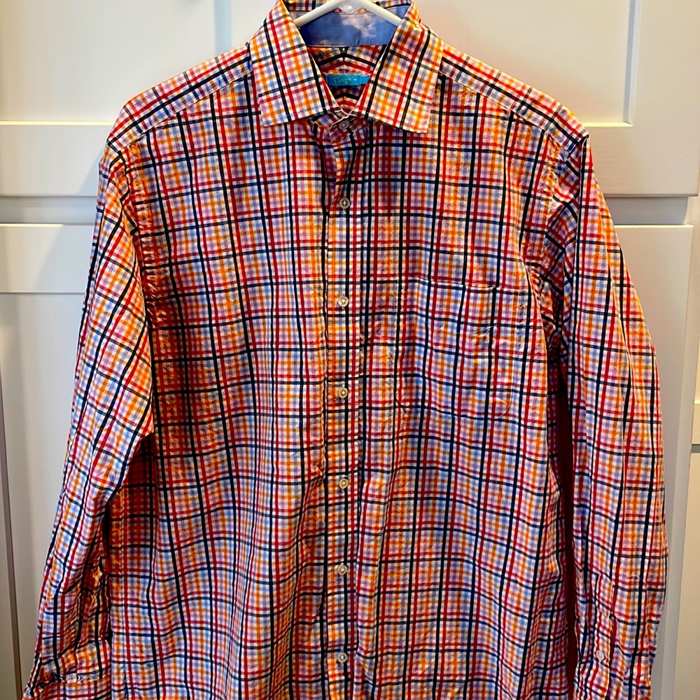J. McLaughlin size small color pattern button up